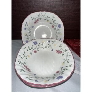 Johnson Bros SUMMER CHINTZ Set of 3- 6 1/8" Square Cereal Bowls England